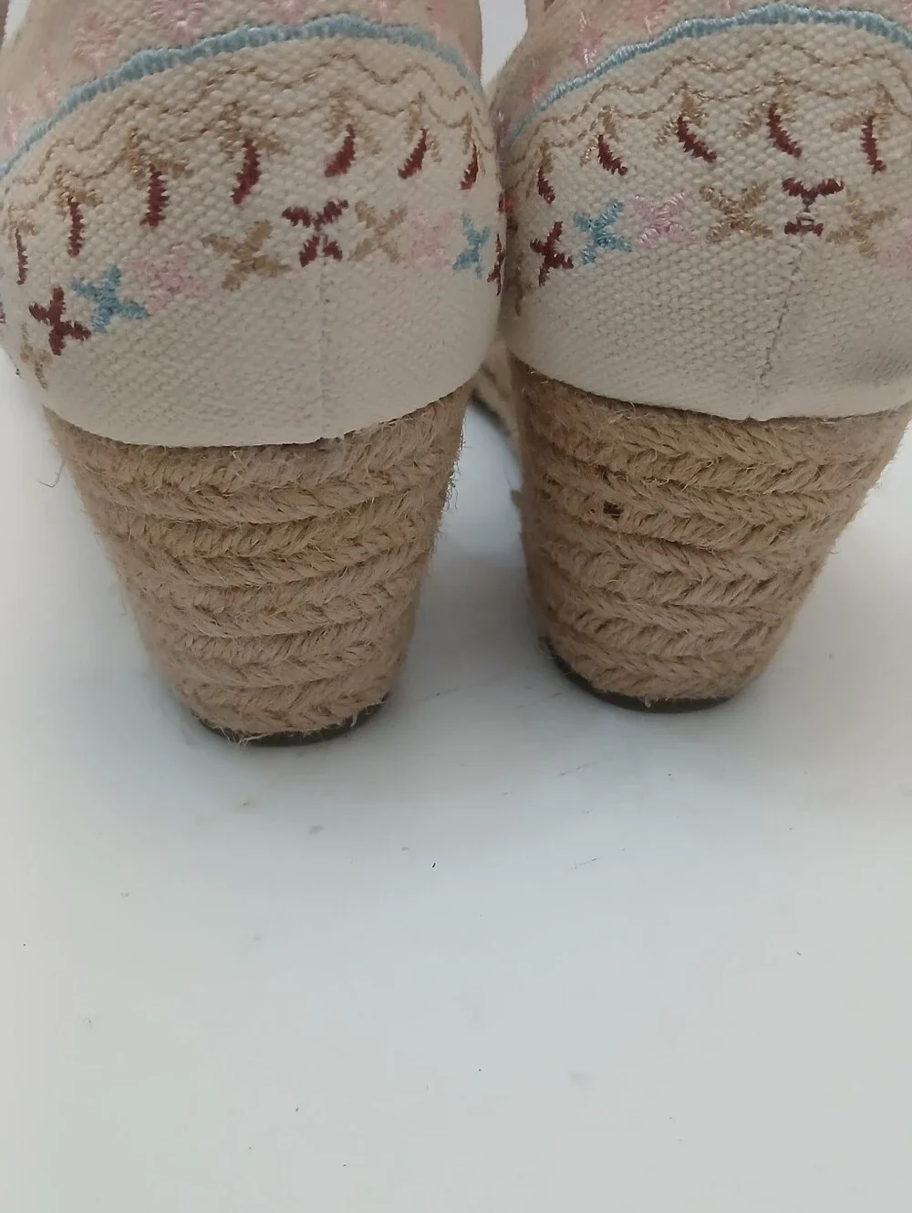 Dream Pairs Cream Embroidered Ankle-Strap Espadrille Wedges